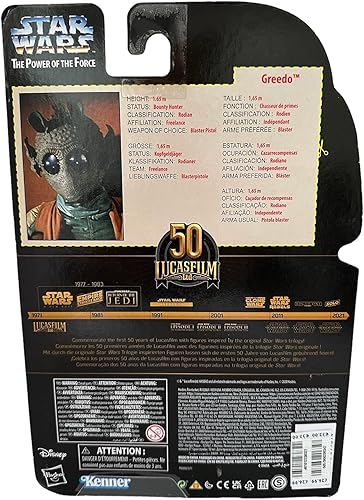Miniatura 3 de Star Wars Lucasfilm 2021 Figura de acción del 50 aniversario de 6 pulgadas The Black Series Power of The Force 2 Greedo