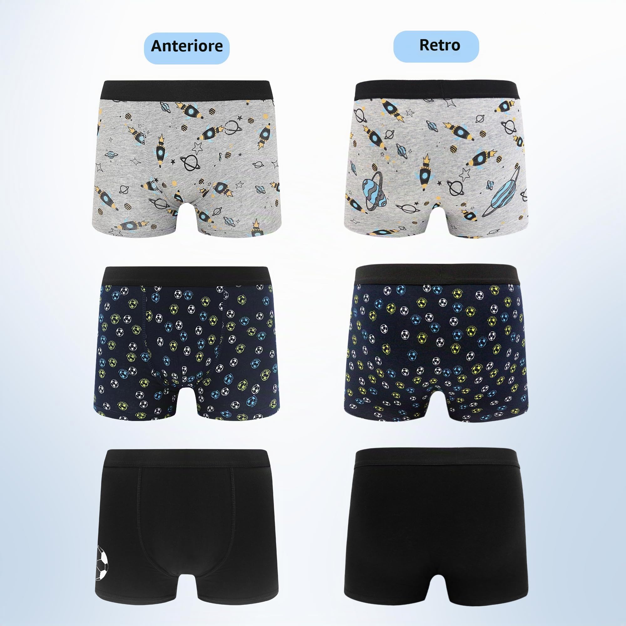 Uizuooy Mutande Bambino Boxer Ragazzo Slip Bambino Comodi Boxer Uomo Cotone Elasticizzato 8-16 Anni Pacco da 12 UN1 170-176
