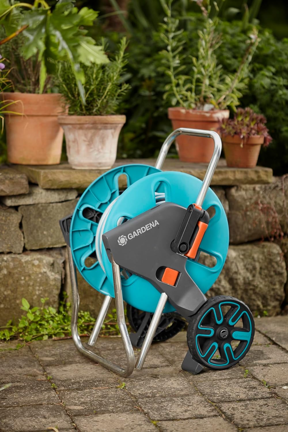 Gardena 18513 CleverRoll M Frost-Proof Hose Cart Set, Includes: 65-Feet ½” Flex Hose, Cleaning Nozzle, and Connection Parts, for Convenient Hose Storage and Watering, Made in Germany