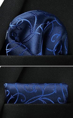 Miniatura 5 de Corbatas florales tejidas clásicas de 3.4 pulgadas para hombre, corbata formal, bolsillo cuadrado para boda con pañuelo