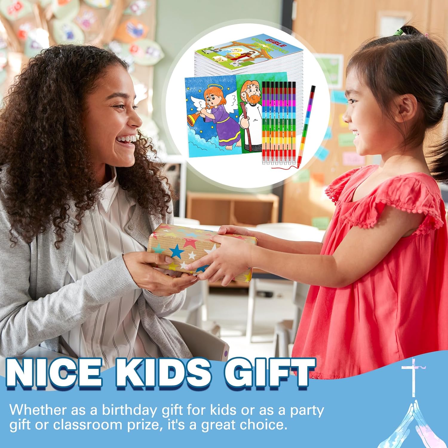 Fulmoon 144 Pcs Christian Mini Coloring Books for Kids Bible Verse Religious Party Favors Coloring Books with Crayons Nativity Small Religious Gifts Bulk for Party Favors Holiday