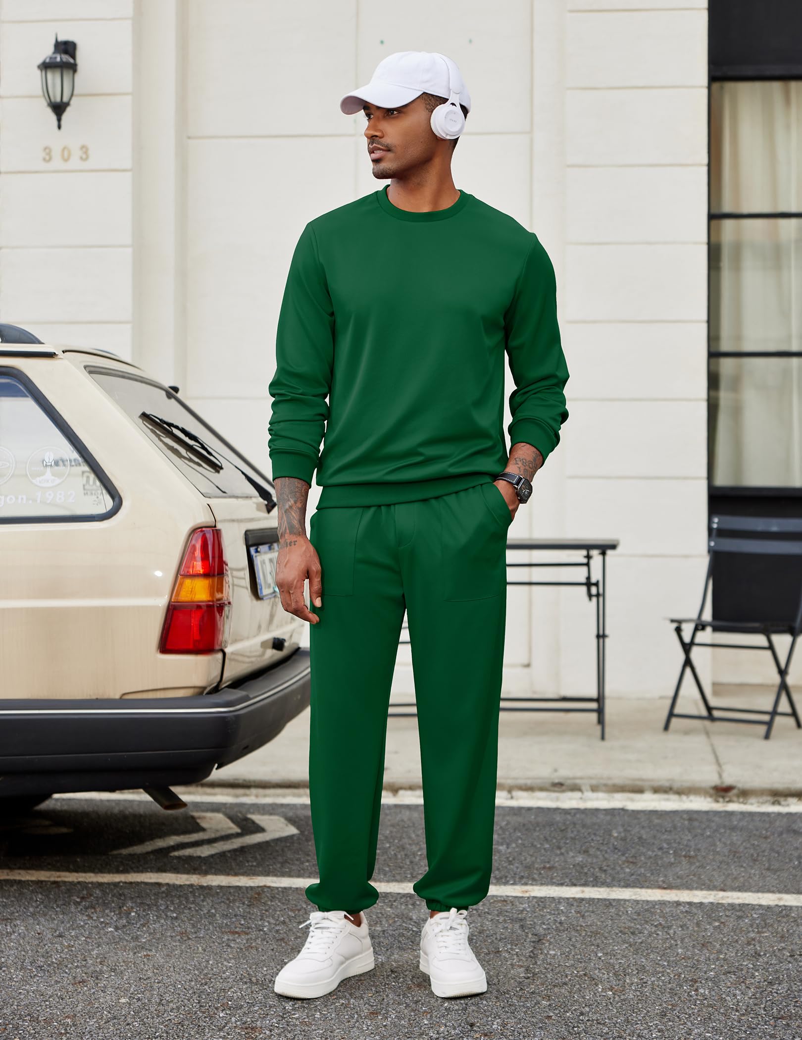 COOFANDY Tuta da uomo 2 pezzi tuta set manica lunga pullover tuta atletica per sport casual fitness jogging