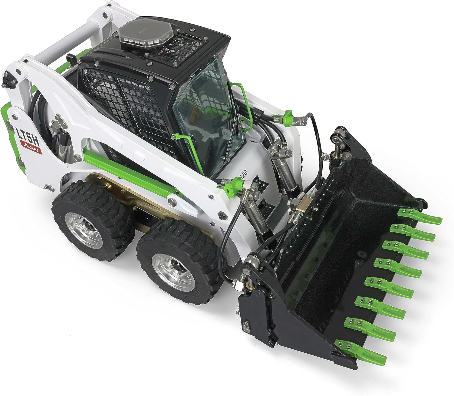 Saum-down view of LESU 1/14 Aoue Lt5H RC Loader with bucket lowered