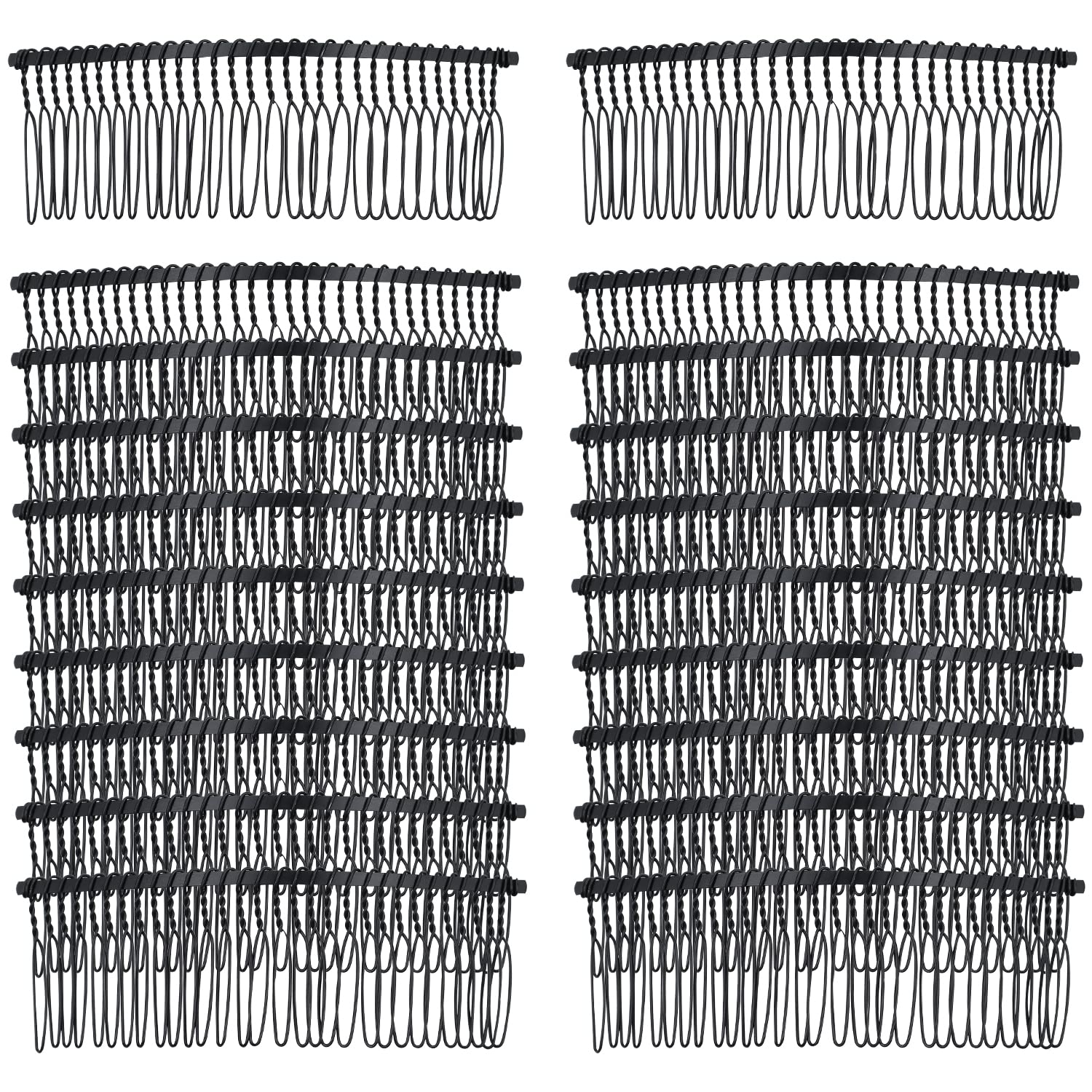 Lawie 20 Pack Bulk 30 Teeth Large Wide Black Metal Side Hair Combs Base Wire Twist Hair Comb Clips Wedding Bridal Veil Combs Decorative Headpiece