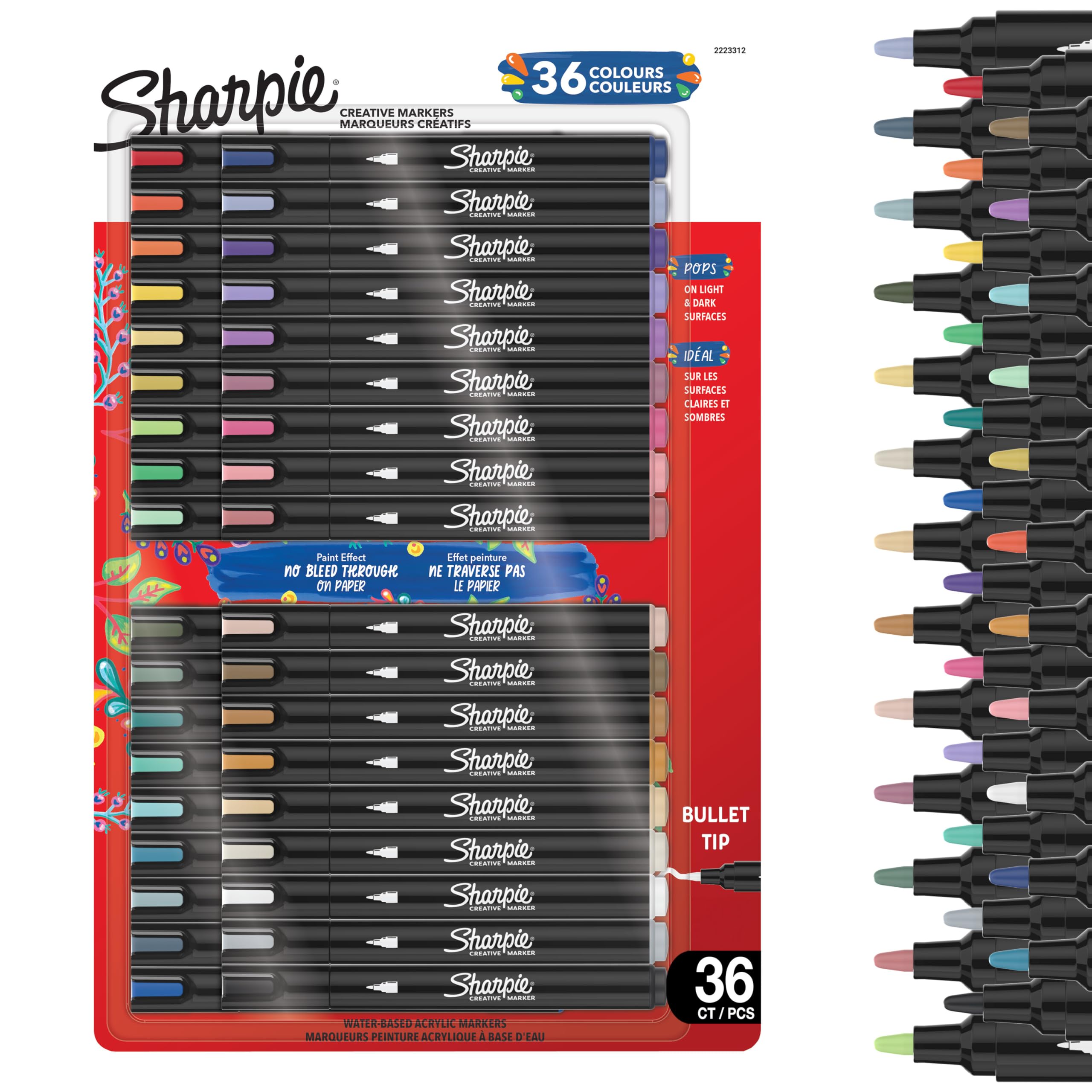 Sharpie Creative Marker Acryl-Farbstifte | Wasserbasierte Farbmarker mit Rundspitze | Bastel- & Künstlerbedarf | Warme Töne | 36 Stück