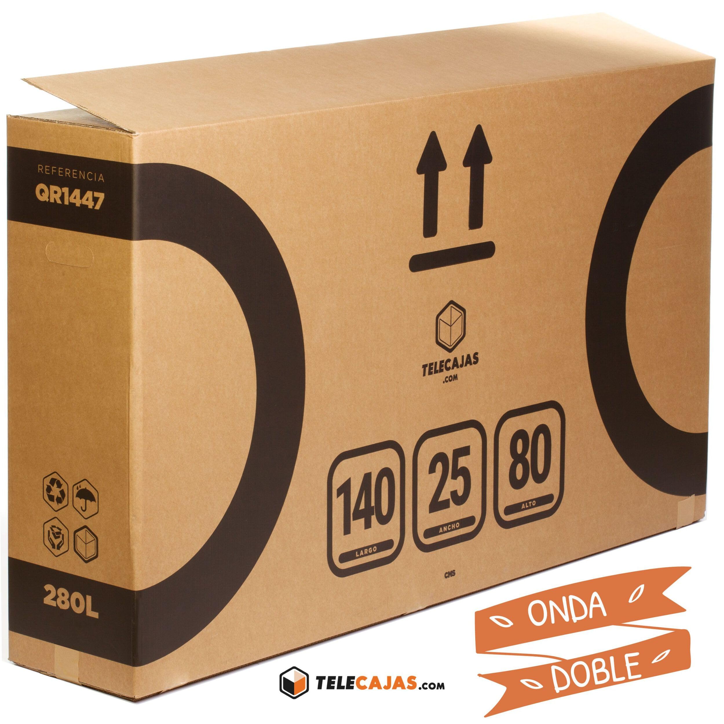 TELECAJAS | Caja para Bicicleta de Cartón Reforzado – Doble Onda, Solapas Dobles y Asas Resistentes – Ideal para Envío, Mudanzas o Almacenamiento – 140x25x80 cm con | Cinta Adhesiva Regalo
