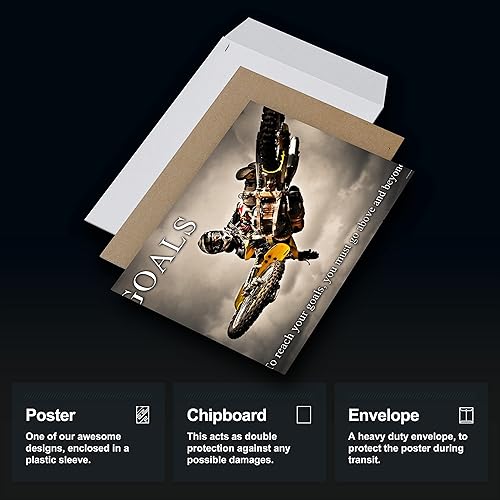 Miniatura 6 de Inspirational Wall Art Co. - Objetivos - Motocross Fox Moto Regalo Adolescentes Dirtbike ATV Freestyle Racing Regalo Niños Motivación Citas Carteles