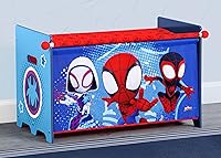 Vista 2 de Delta Children Marvel Spidey and His Amazing Friends - Caja de juguetes con parte superior de tela retráctil, color azul