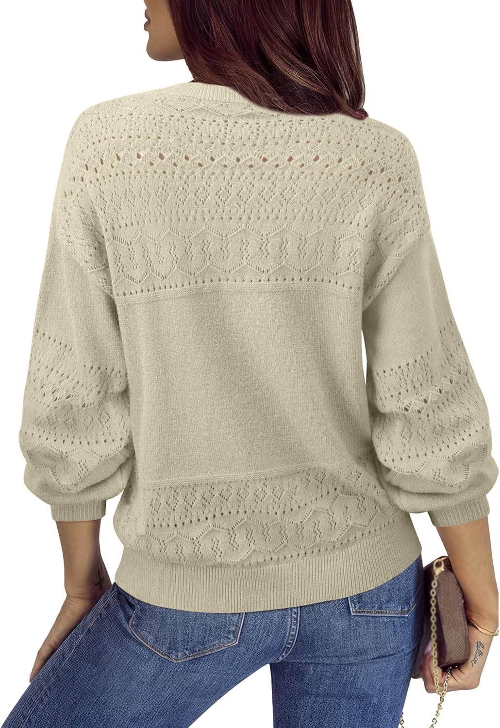 Messic Womens Pullover Sweaters 2025 Casual Long Sleeve V Neck Lightweight Loose Knit Tops - Image 4