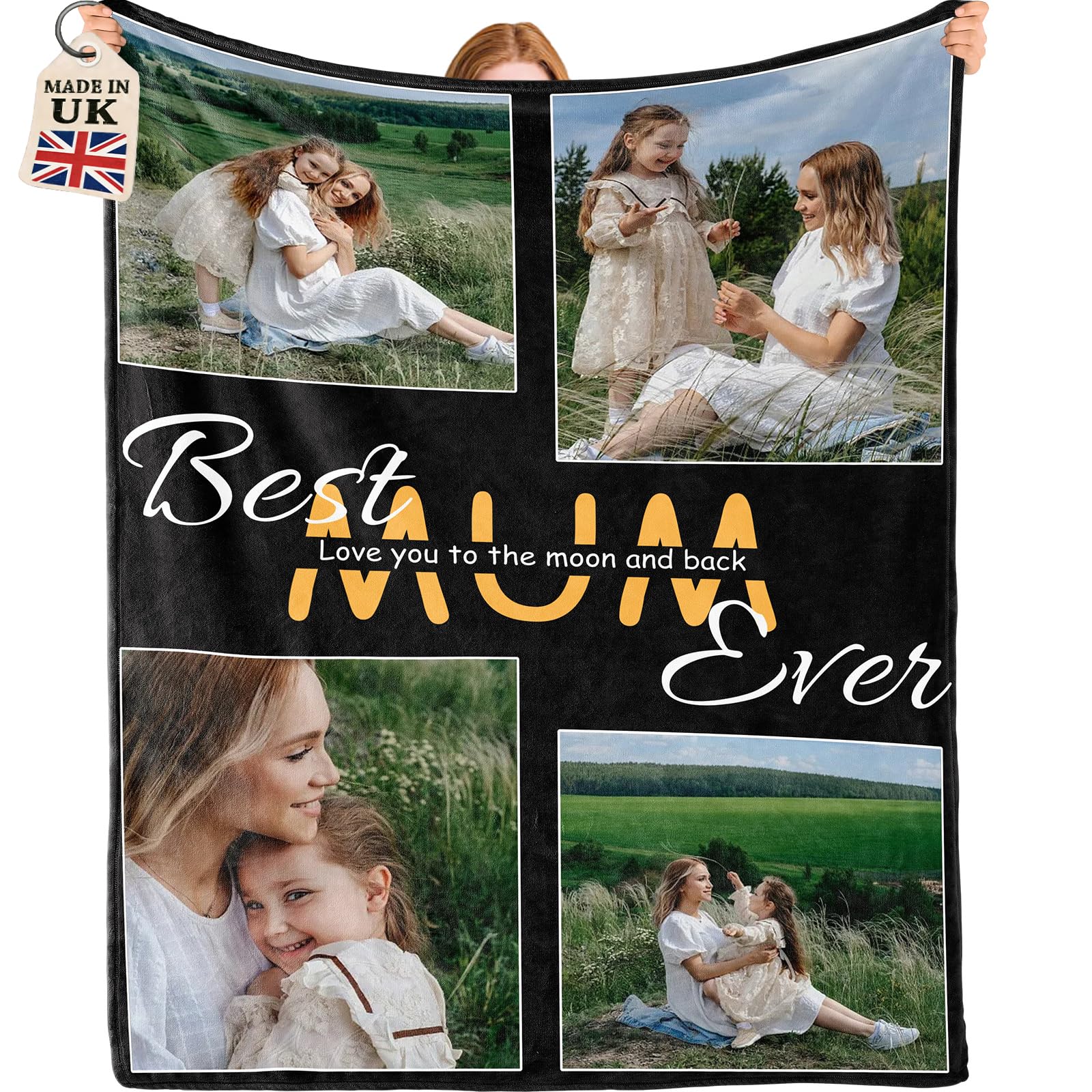 Bemaystar Gifts for Mum - Personalised Blanket with Photo Text, Personalised Photo Blanket, Custom Blanket, Mum Gifts, Gifts for Mother Wife, Gifts for Birthday