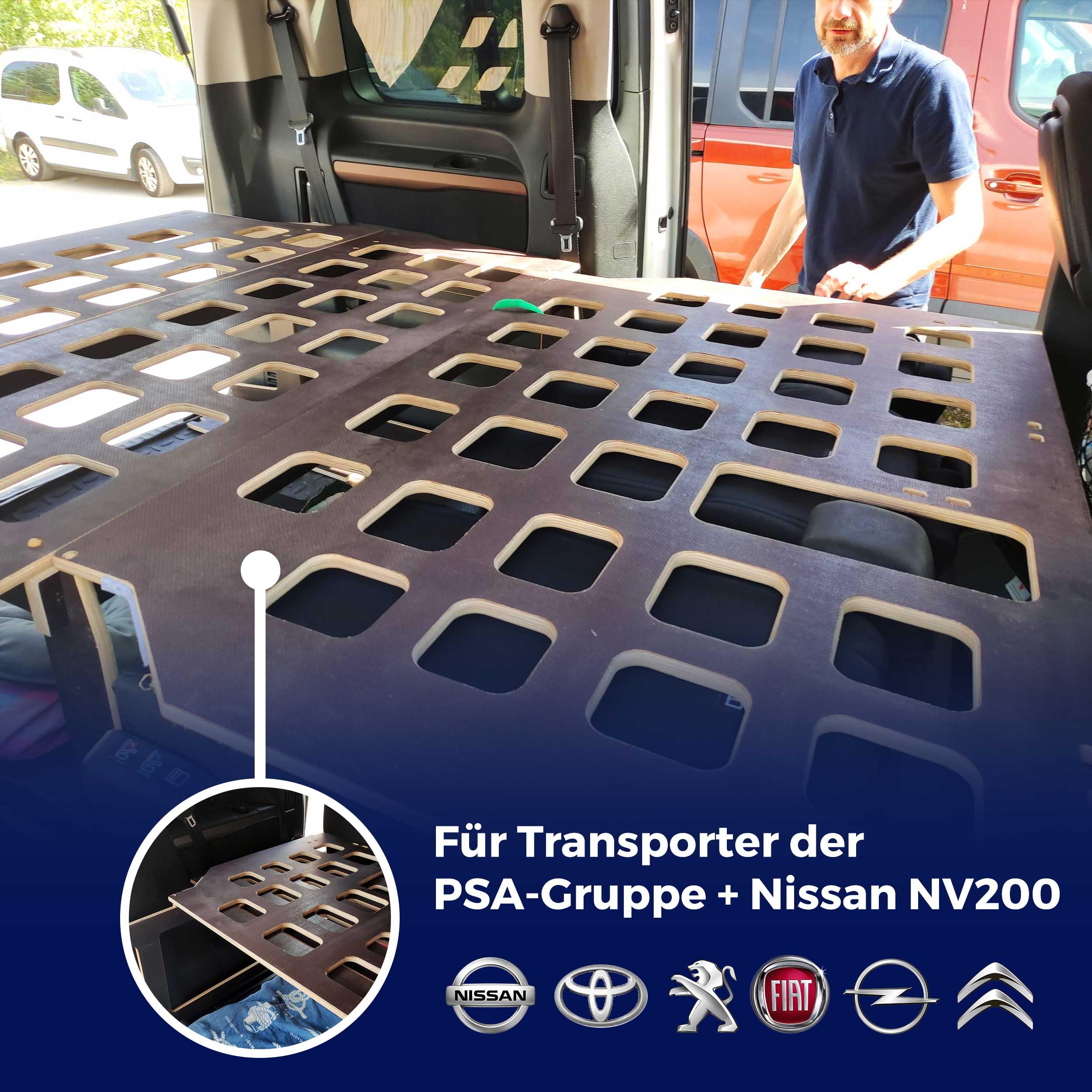 Camper Bett klappbar mit Möbel und Matratze für Van/Transporter, einfache Installation, kompatibel Traveller/Proace Verso/SpaceTourer