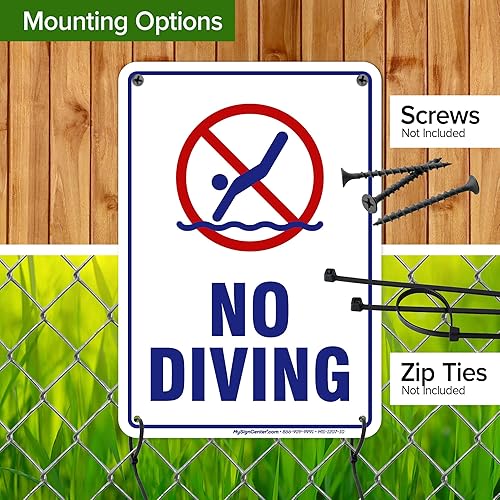 Miniatura 5 de Señal de no buceo, 7 x 10 pulgadas, HDPE de 55 mil de grosor (polietileno de alta densidad), fabricado en Estados Unidos por My Sign Center
