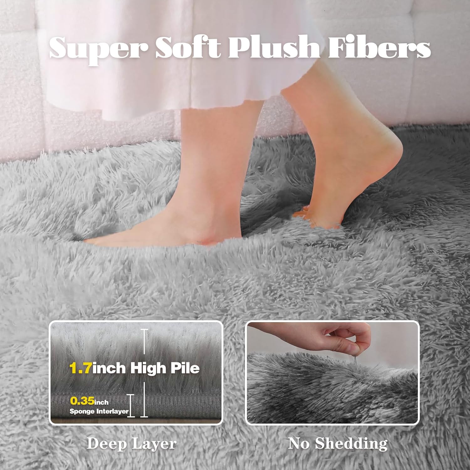 8x10 area rugs for living room: fluffy shag soft washable rug large fuzzy plush indoor carpet for bedroom nursery playroom kids girls boys room (dark grey, 8'x10') dark grey 8' x 10' (rectangular)
