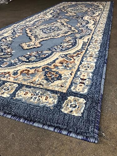 Miniatura 5 de Alfombra tradicional azul persa 520 (2 pies x 7 pies 2 pulgadas)