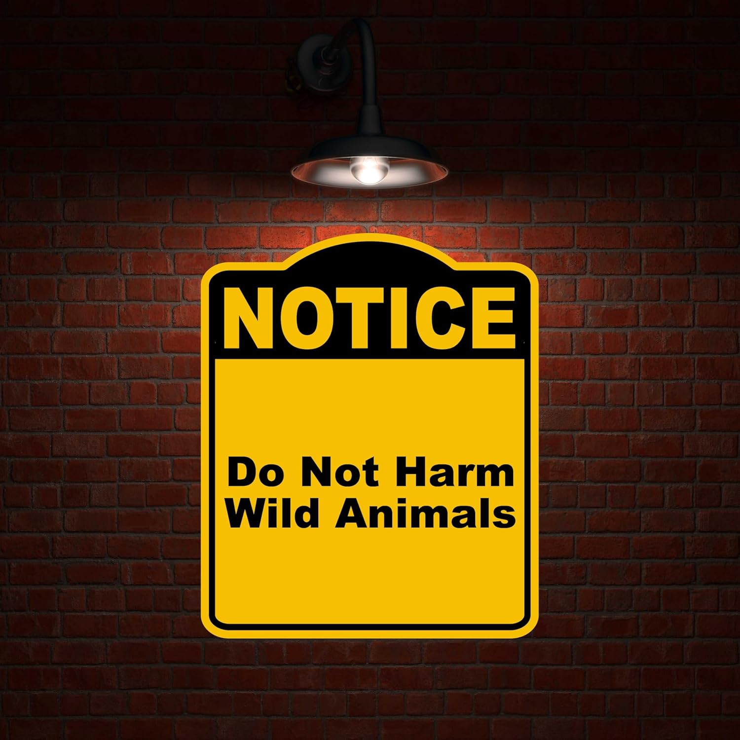 Do Not Harm Wild Animals Notice Yellow Black Aluminum Composite Sign 15 x 18 inches