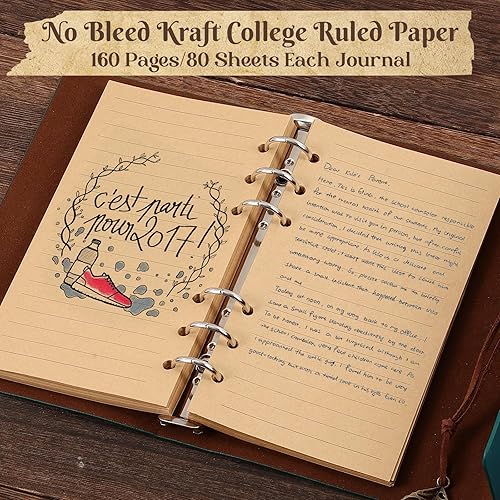 Miniatura 3 de Diario de cuero, diarios vintage para escribir, diario de viaje de 160 páginas rayadas para mujeres, hombres, niñas, niños, regalos, cuaderno de