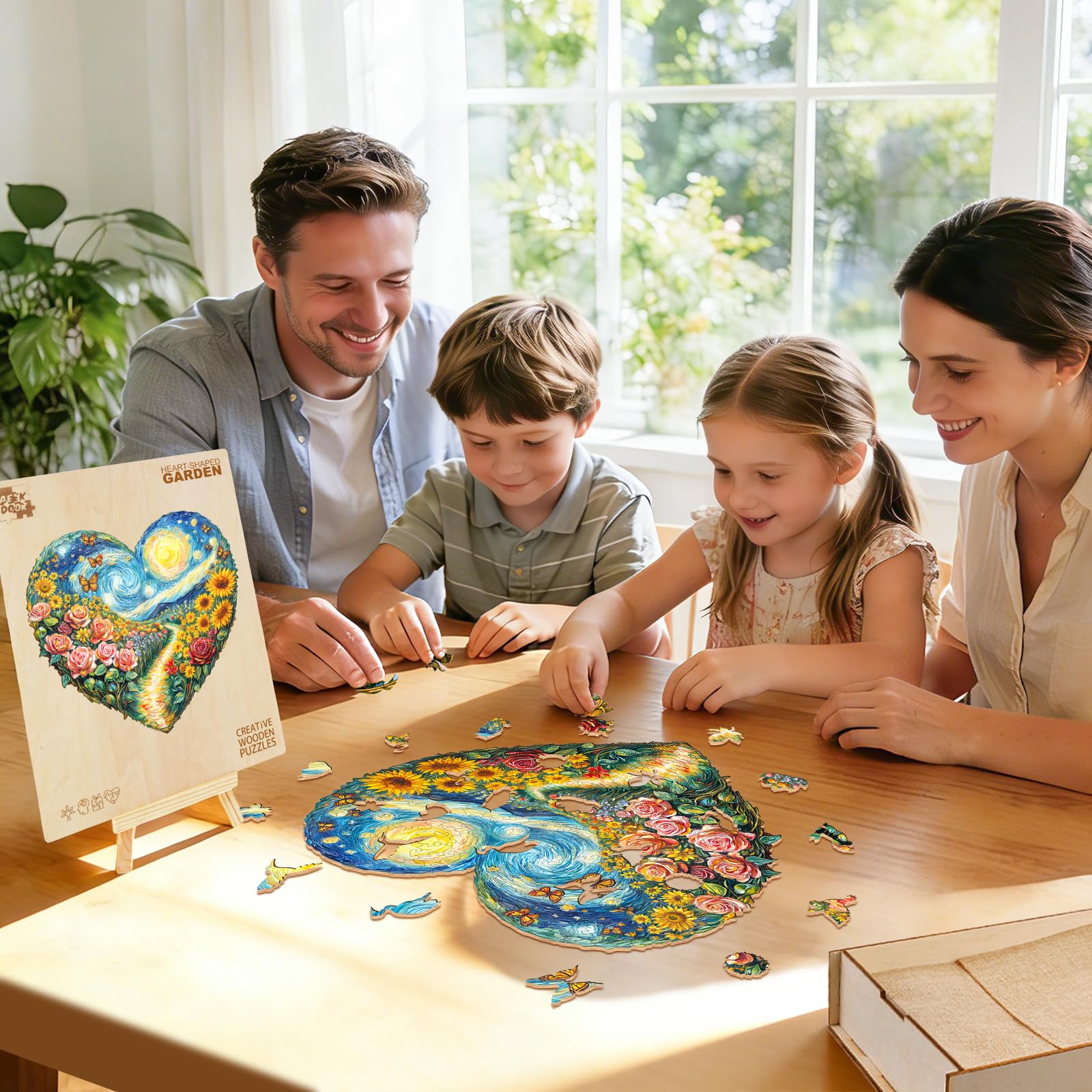 Puzzles en bois pour adultes – Puzzle en bois en forme de cœur – Puzzle unique en forme d'animal – Décoration écologique pour la maison et le bureau (M-29 x 28,7 cm)