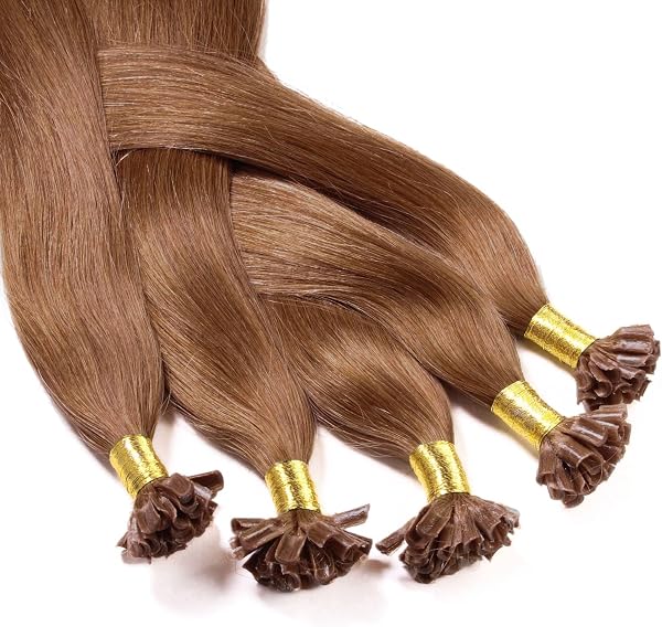 hair2heart Bonding Extensions Echthaar glatt 8/03 Hellblond Natur-Gold - 25 Strähnen 0.5g 60cm, Echthaar Extensions für langanhaltende Haarverlängerung - 1
