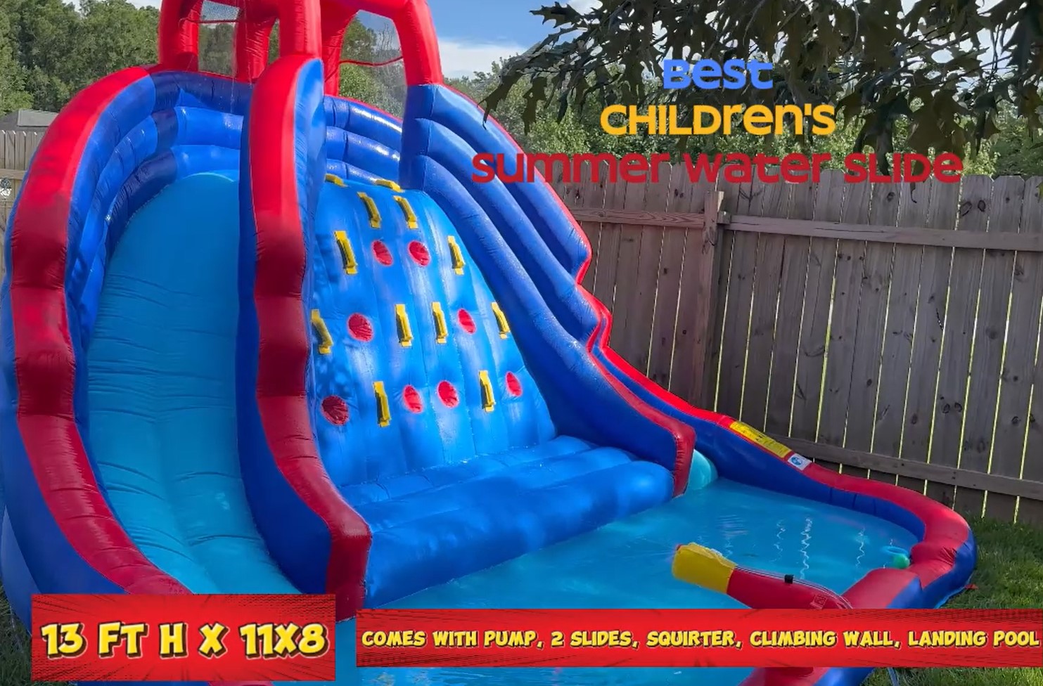 Watch See Inflatable Most Fun Water Slide with Pump 2 Slide Pool on Amazon  Live