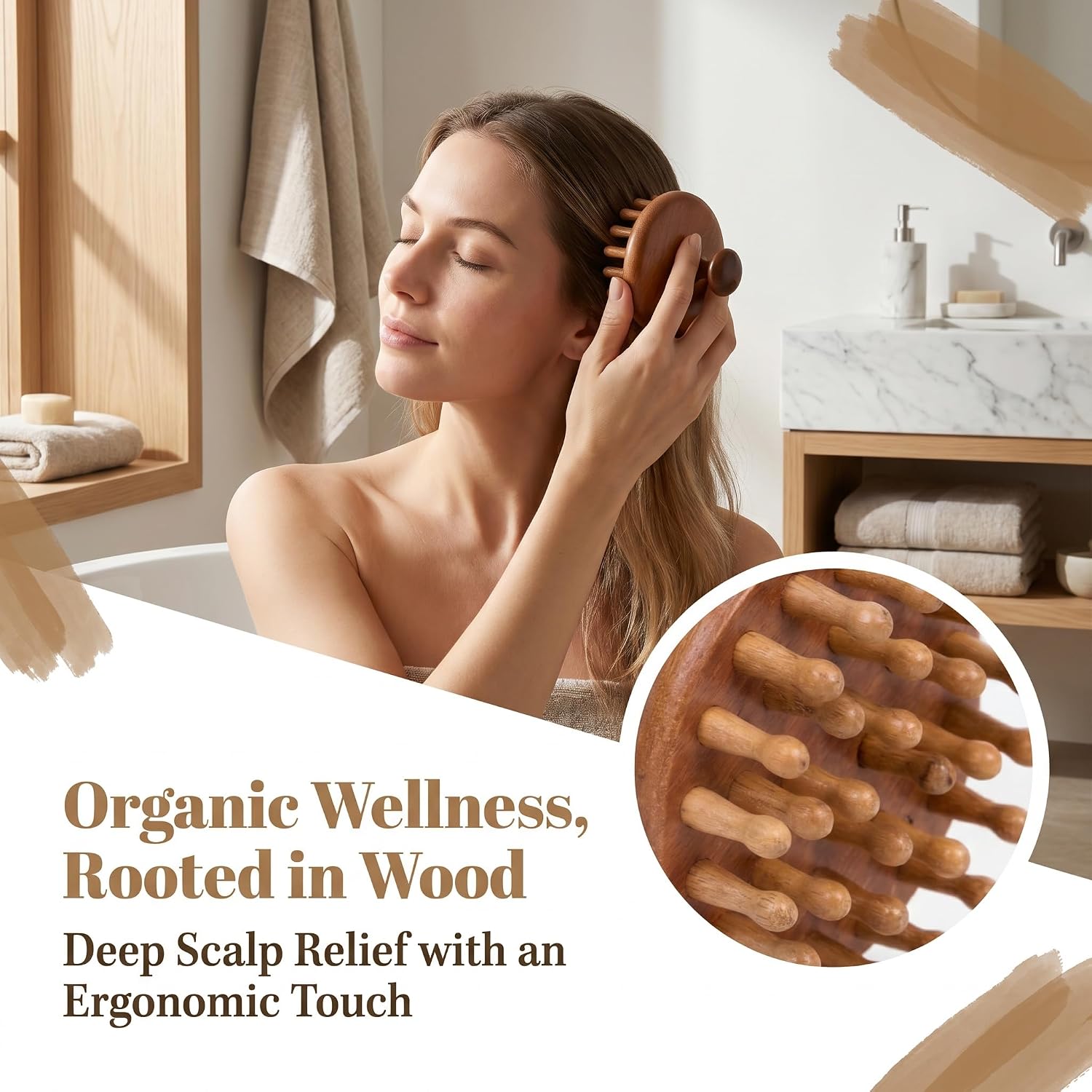 3 Pcs Wooden Scalp Massager Comb, Natural Sandalwood Head Massager Scalp for Hair Growth and Stress Relief, Hair Gua Sha Head Spa Tools for Mother, Daughter, Wife, Ideal Gift for Women and Men