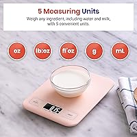 Vista 3 de Etekcity - Báscula digital de cocina para alimentos, mide gramos y onzas, para perder peso, repostería, cocinar, dieta keto y preparación de Rosa