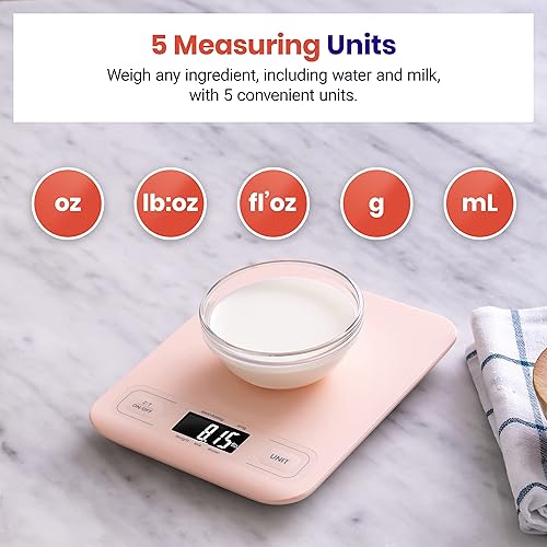 Miniatura 3 de Etekcity - Báscula digital de cocina para alimentos, mide gramos y onzas, para perder peso, repostería, cocinar, dieta keto y preparación de Rosa