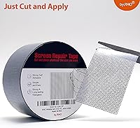 Vista 7 de by.RHO Kit de cinta para reparación de mosquitero (Negro, 2" x 4,6 m) para desgarros y agujeros en mosquiteros de ventana y puerta. Cinta adhesiva