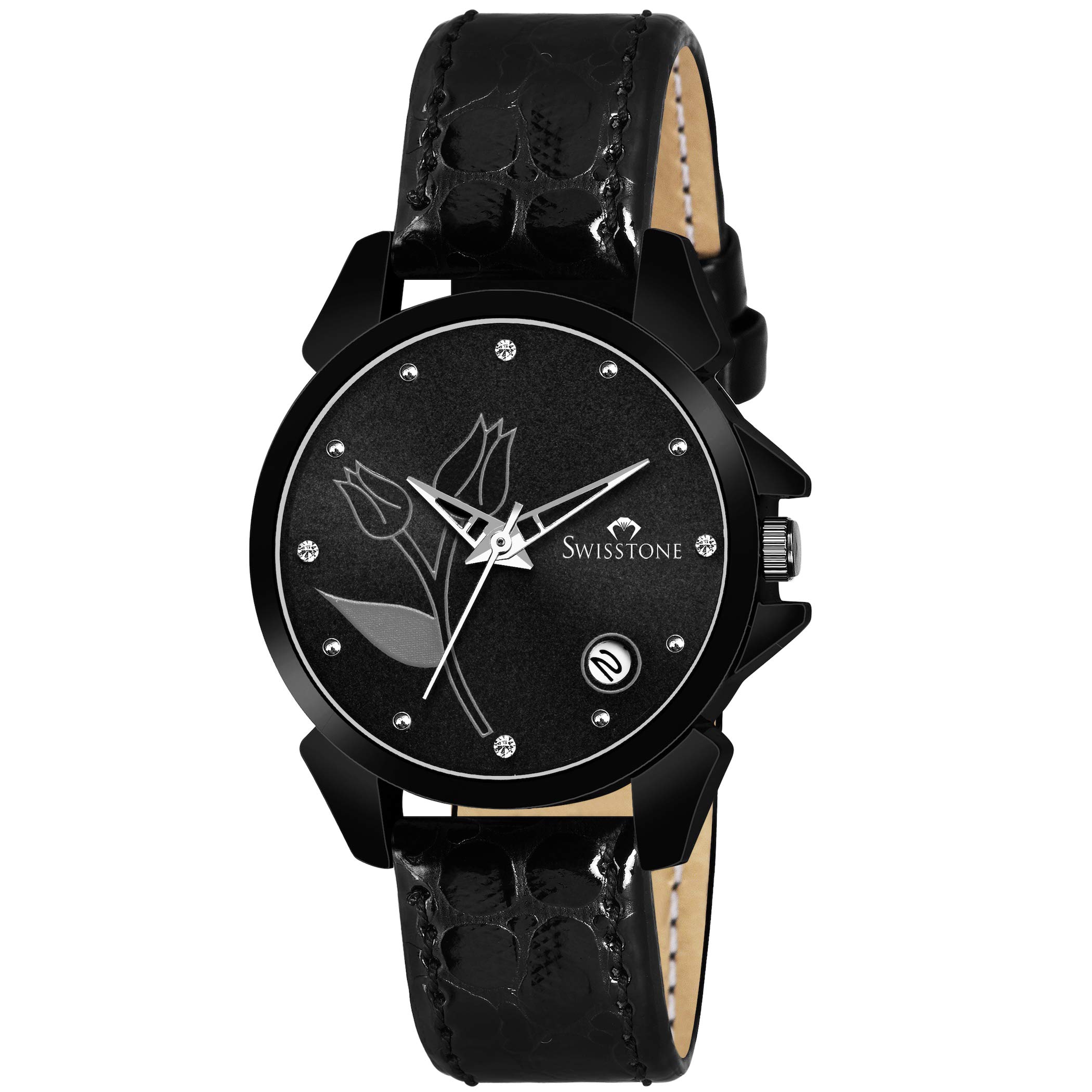 Swisstone Womens Black Leather Strap Analogue Wrist Watch (B07XM7L218) Amazon Price History, Amazon Price Tracker
