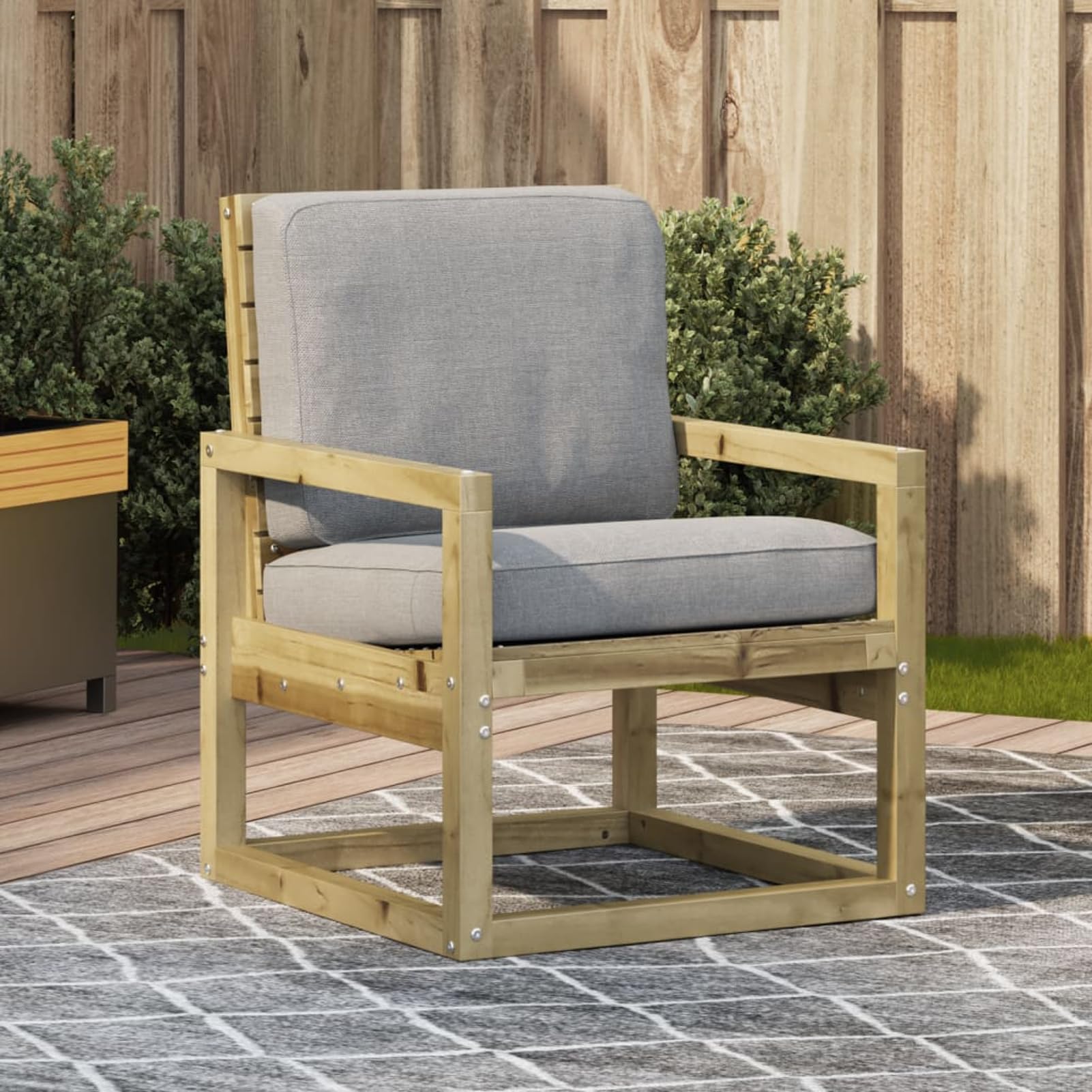 Chaise de jardin en pin avec accoudoirs fauteuil extérieur résistant bois