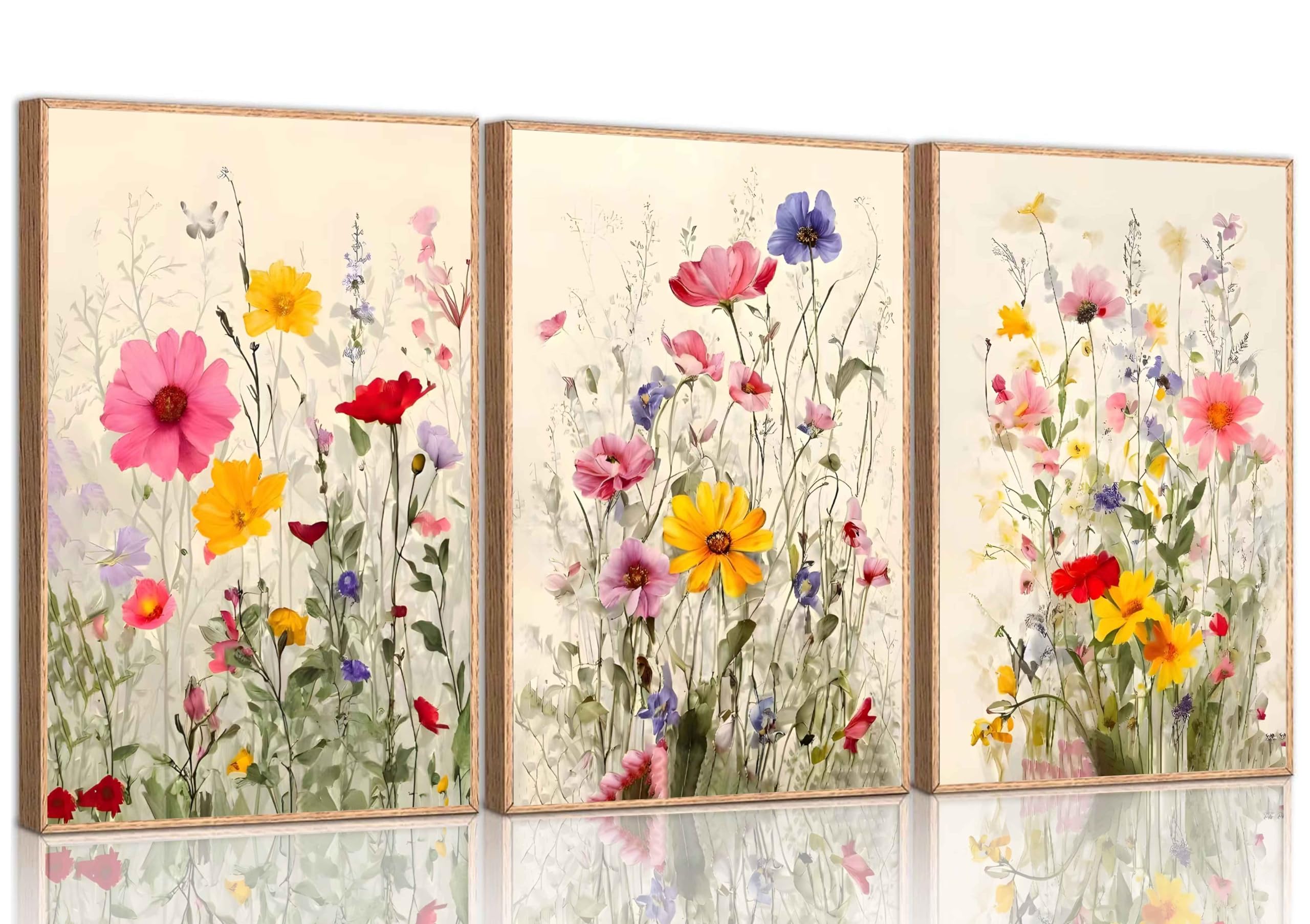 Amazon.co.jp: ワイルドフラワーキャンバスウォールアート モダン