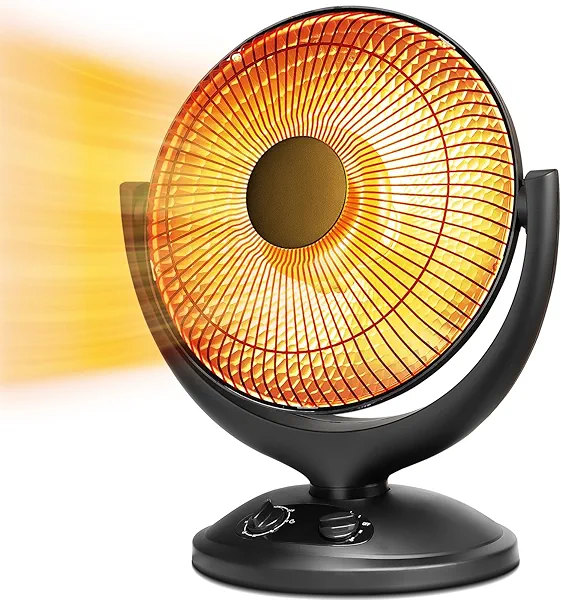 R.W.FLAME Radiant Electric Space Heater with Thermostat and Timer, 1000W/400W Portable Dish Heaters for Indoor Use, Overheat and Tip Over Protection, Quiet Heater Fan for Bedroom Office Desk Home