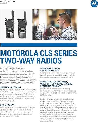Miniatura 3 de 6 CLS1410 - Radios UHF de 1 vatio y 4 canales y 1 cargador de radio 56531 6 de Motorola Solutions - Diseñado para uso comercial, color negro