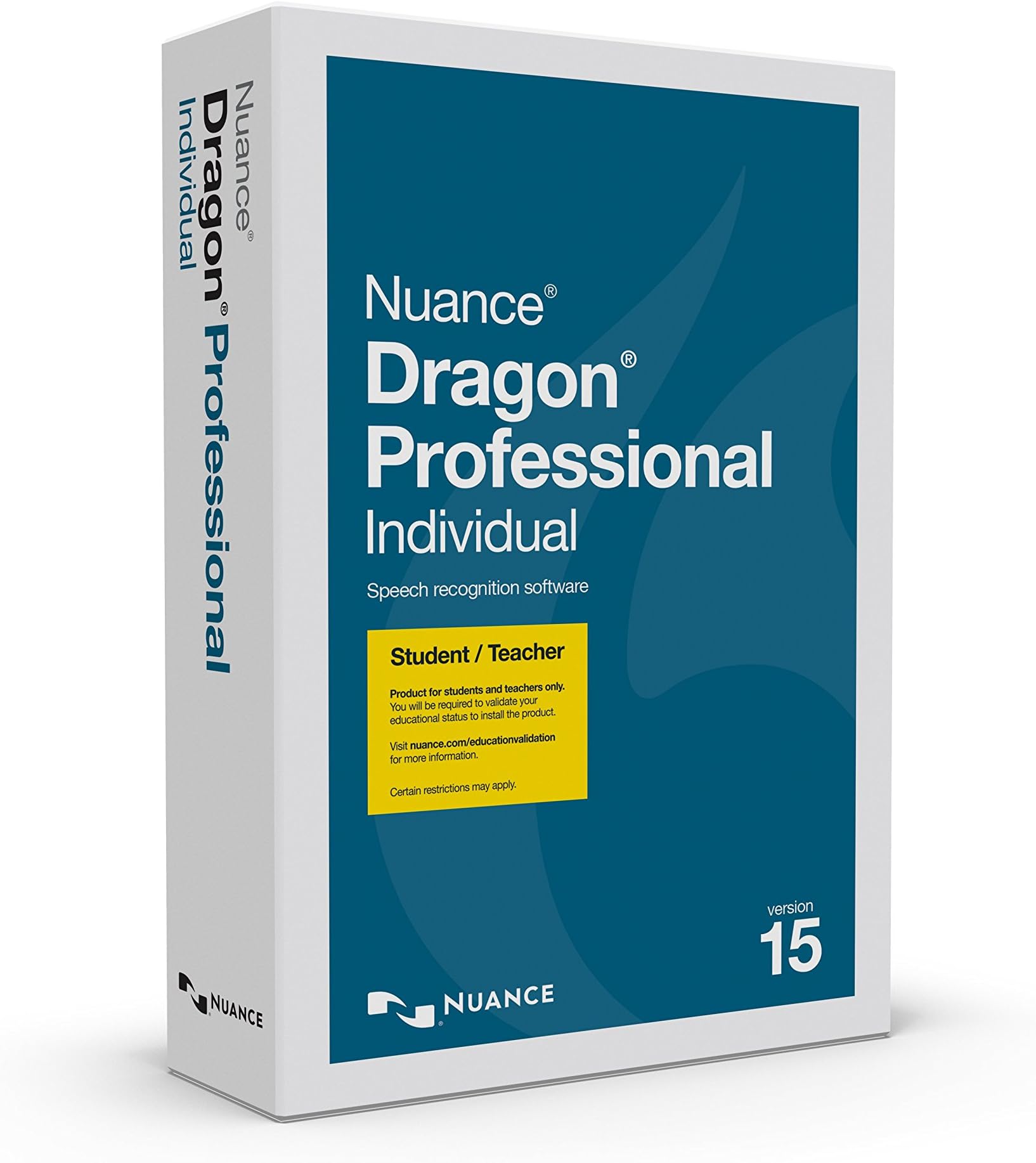 Dragon Professional Individual 15, Student/Teacher Edition, Dictate Documents and Control your PC – all by Voice, [PC Disc]