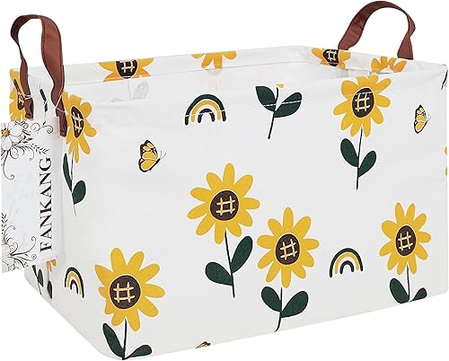 Miniatura 12 de FANKANG - Cestos de almacenamiento, cesta de lavandería plegable de lona para cuarto infantil con revestimiento impermeable de PE, grandes cestas de