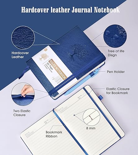 Miniatura 53 de Cuaderno de puntos, 360 páginas numeradas, cuadrícula de puntos, de 8.5 x 11 pulgadas, papel de punto de 3.53 oz/m², tapa dura gruesa, de cuero