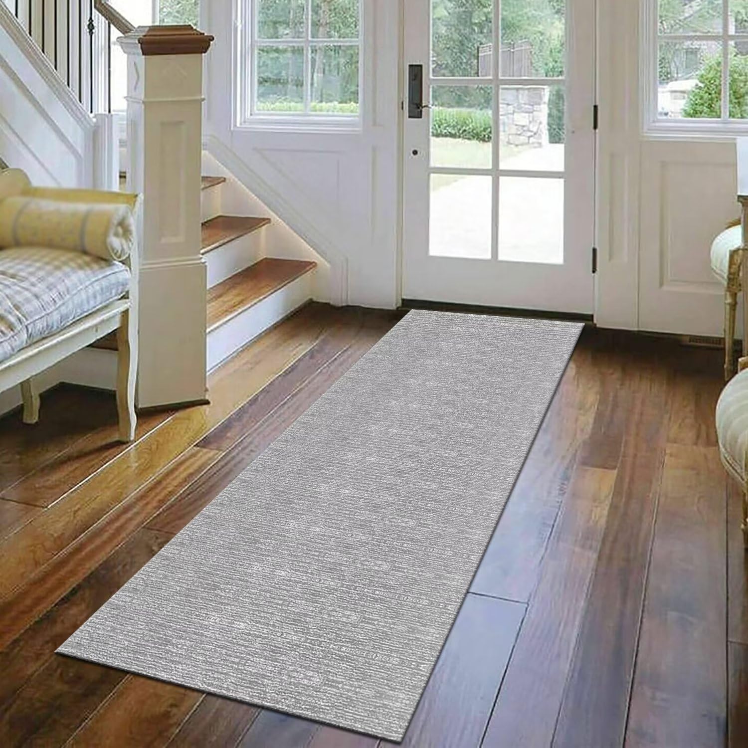 Tappeto Runner Cucina Lavabile 80x500 Cm Grigio - Passatoia Antiscivolo In Poliestere Per Corridoio, Ingresso E Bagno - Morbido E Sottile (6 Mm)