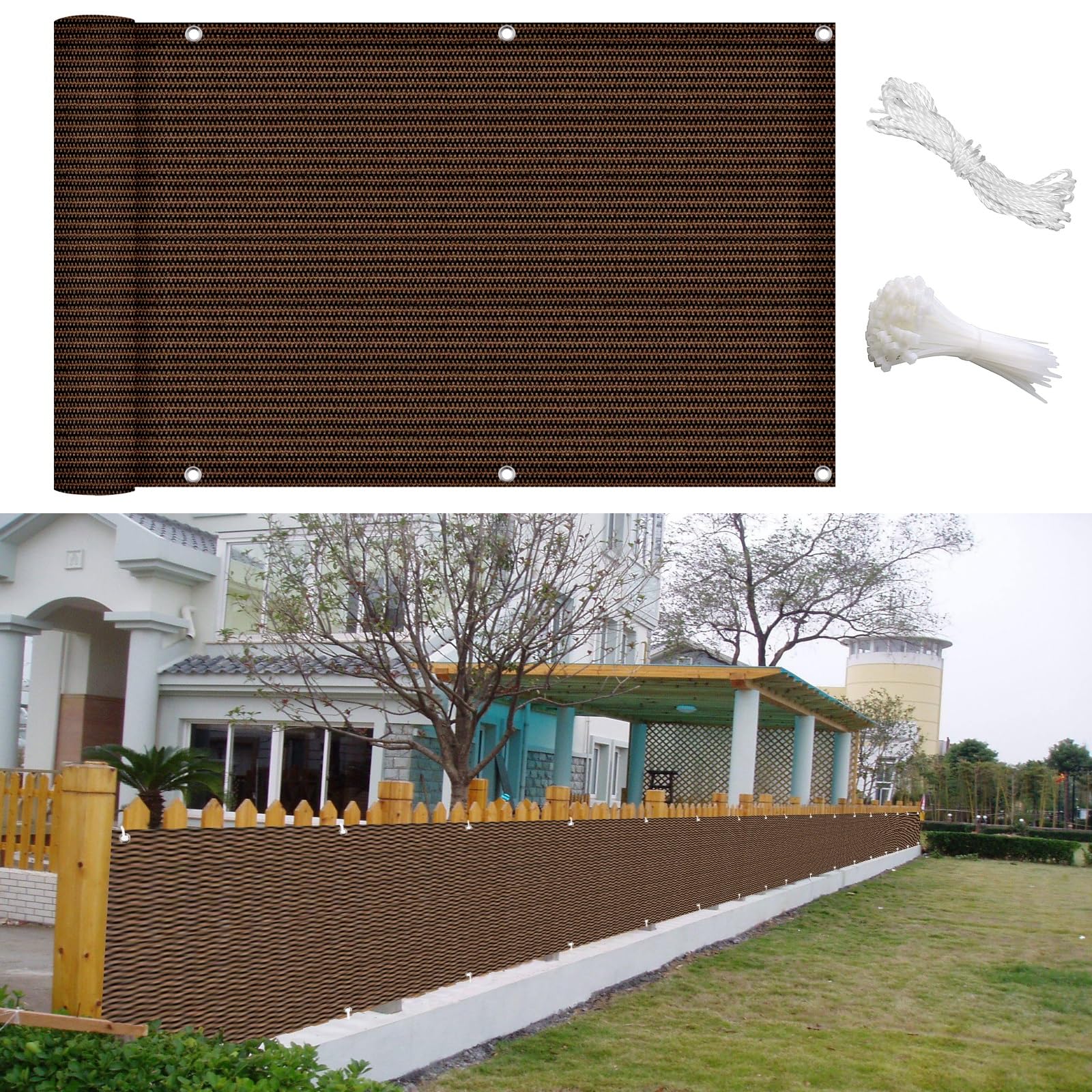 Balkon Sichtschutz Privafence 140 x 800 cm Sichtschutz Sichtschutzzaun, Kunststoff Balkonverkleidung HDPE 220G/M², Wind- Und Uv-Schutz für Balkon Terrasse Garten, Braun