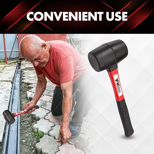 Vista 14 de YY-2-005 - Martillo tipo mazo de goma con mango de madera, 8 onzas, negro