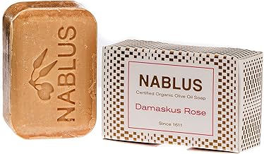 Nablus Soap Natürliche Olivenölseife Damaskus Rose, mit 80% extra nativem Olivenöl, palmölfrei, 100g