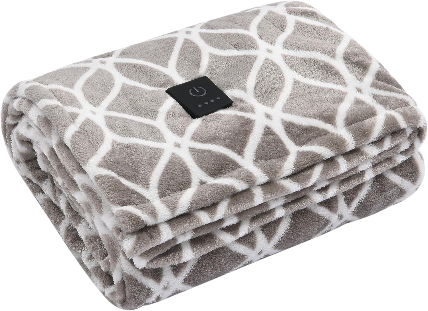 Dreamaker One-Touch Fleece Electric Heated Throw Blanket, 50x60 inches - Cozy, Machine Washable, with 4 Adjustable Heat Settings & Built-in Remote - Ultimate Comfort for Cold Nights - Gray Abstract Abstract Gray