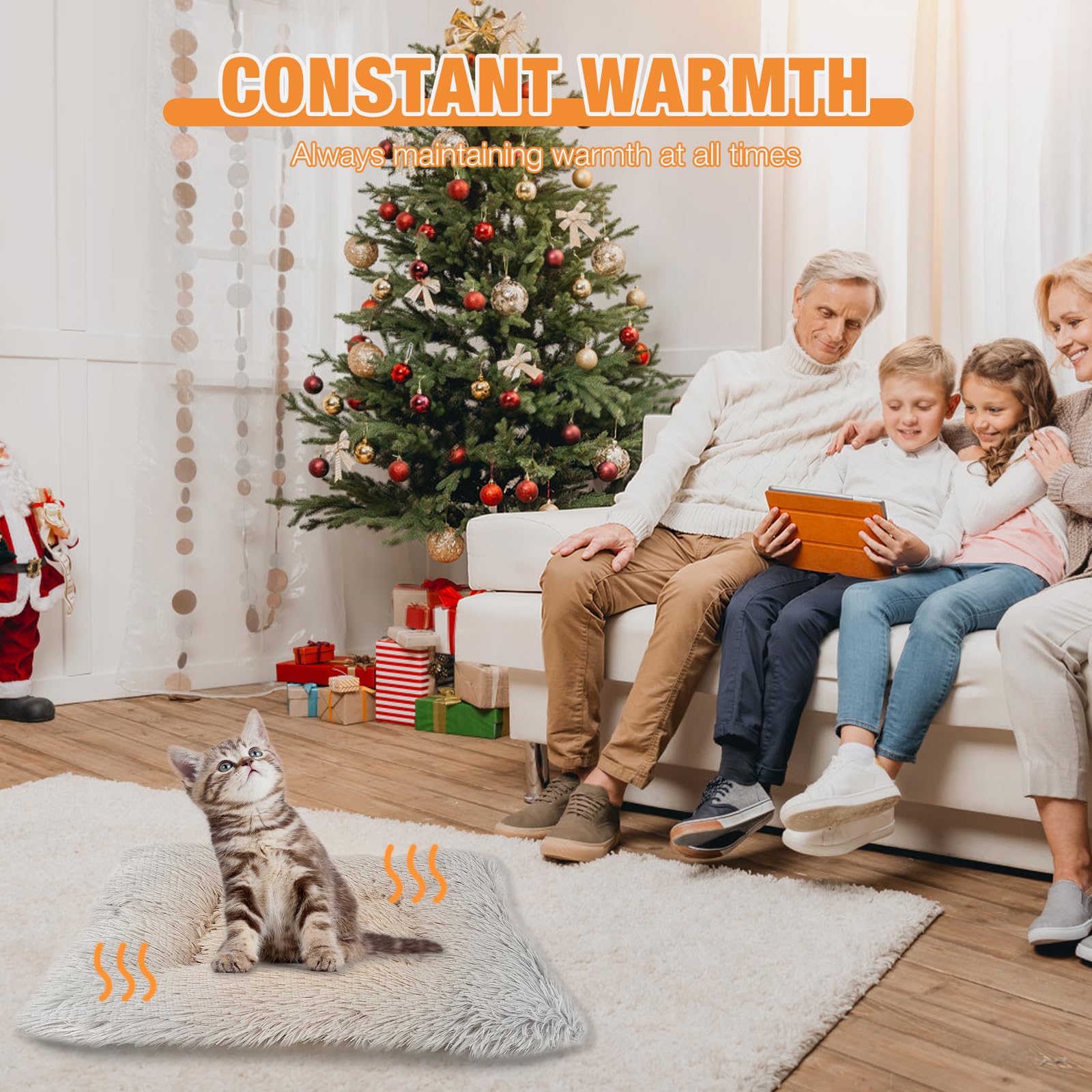 Selbstheizende Decke Katze Hunde, Weiches Katzenbett, Flauschig Selbstwärmende Katzendecke, Heizdecke Haustierbett Katzensofa, Waschbare Wärmedecke Katze für Katzen und Kleine Hunde(60*50CM)