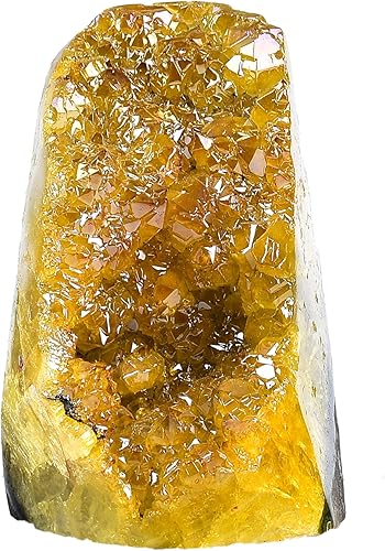 AMOYSTONE Racimo de amatista natural galvanizado, cristal curativo recubierto de titanio natural amarillo racimo de roca de 1-2 libras irregular