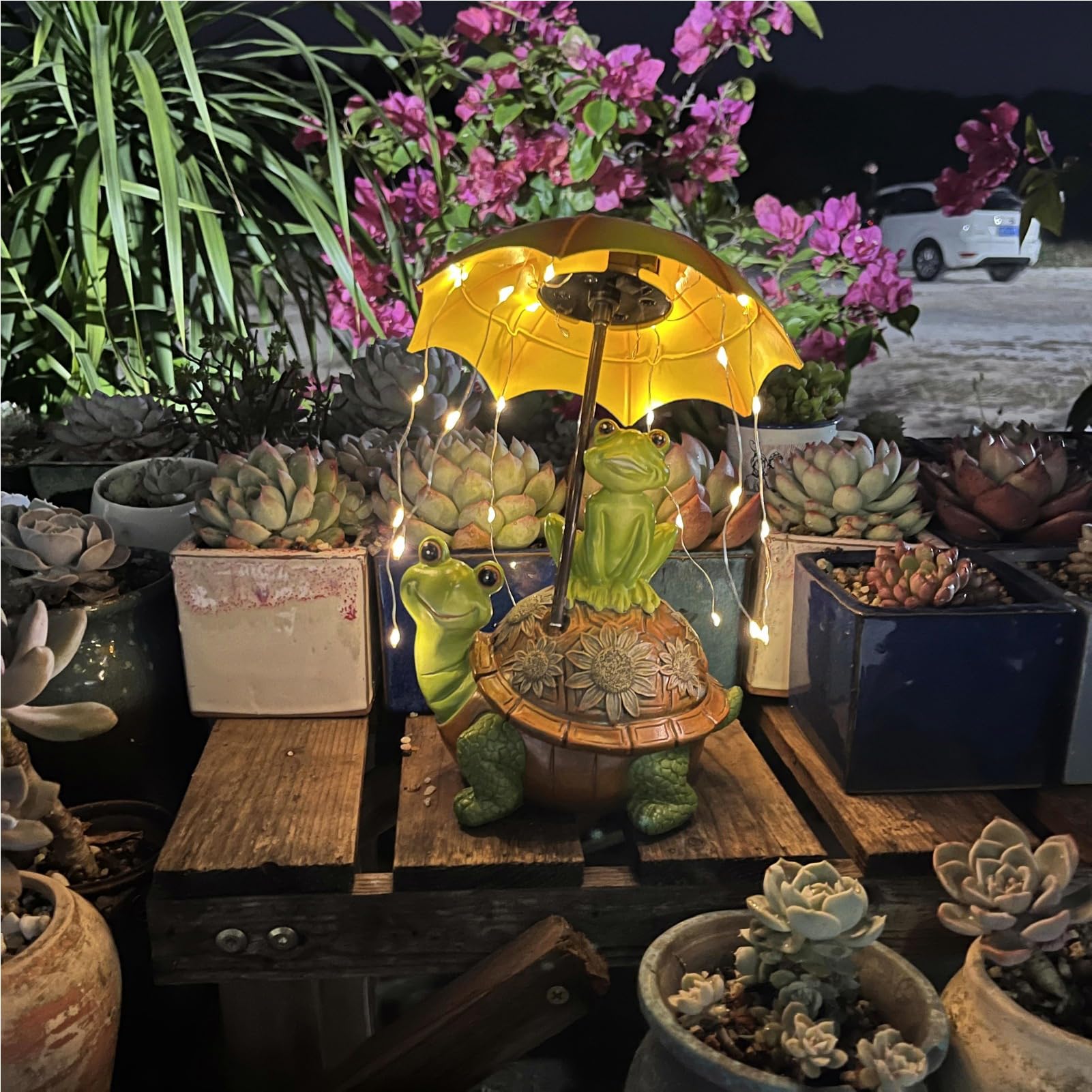 Syfunlv Decoración Solar de Jardín con Rana - Estatua Divertida con Lámpara para Exteriores