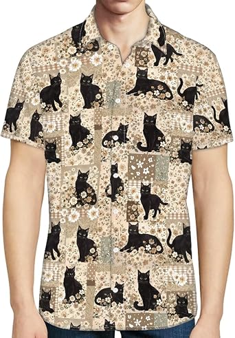 AFPANQZ Mens Casual Button Up Shirts Graphic T-Shirts Stand Collar Tees Tops for Sport Travel Business S-4XL