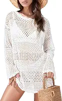 Saída de praia de crochê para mulheres, roupa de banho vazada de malha, pulôver, roupa de banho, saída de praia