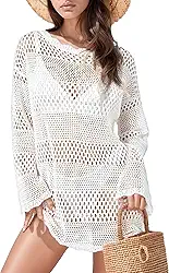 Saída de praia de crochê para mulheres, roupa de banho vazada de malha, pulôver, roupa de banho, saída de praia