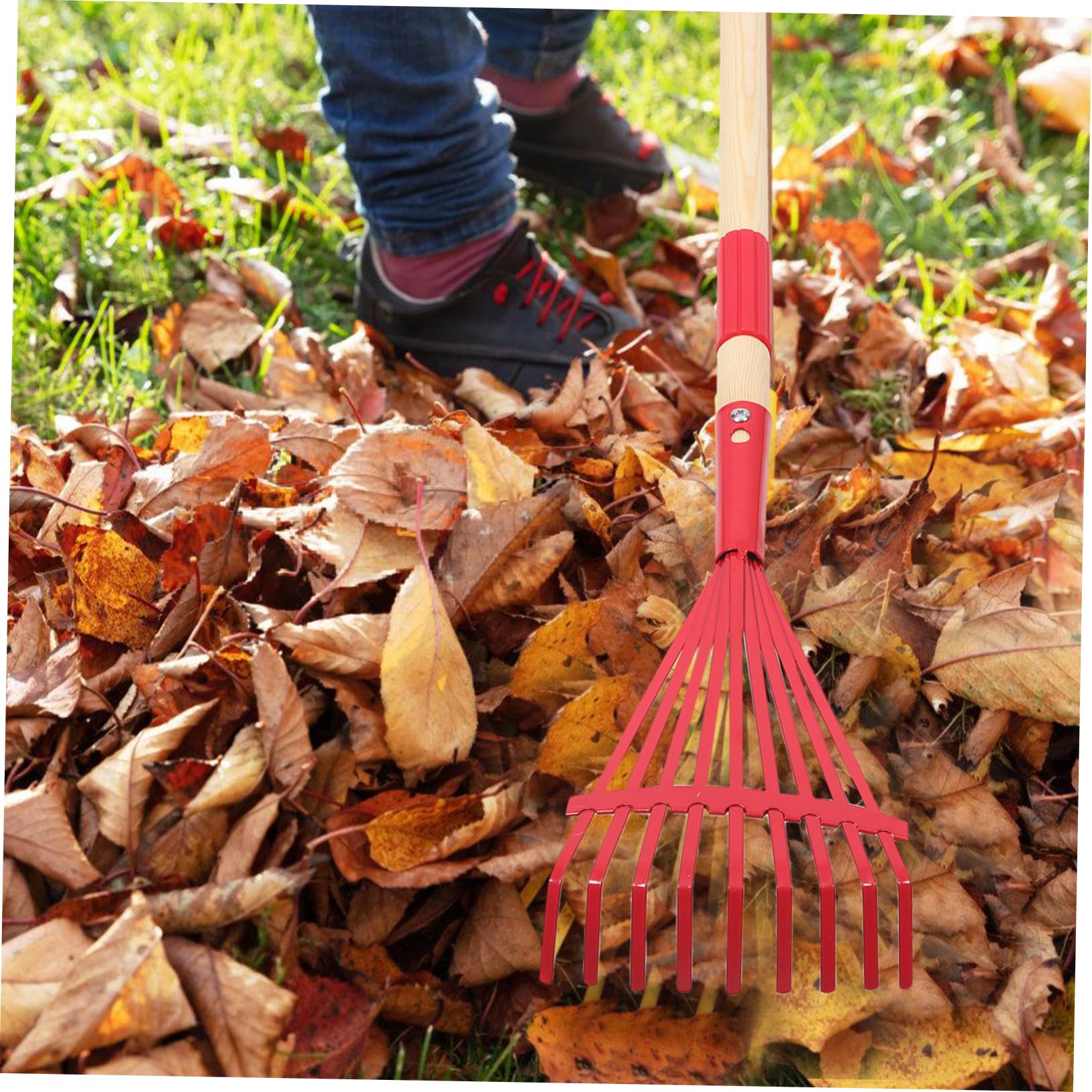 Toyvian 2 Stück Abnehmbarer Holzgriff Rake Größe lang Rechen Gras Rasenwerkzeuge eng rasenkanten Rechen für den Garten Kleiner Unkrautrechen Rechen für Kleinkinder hölzern rot