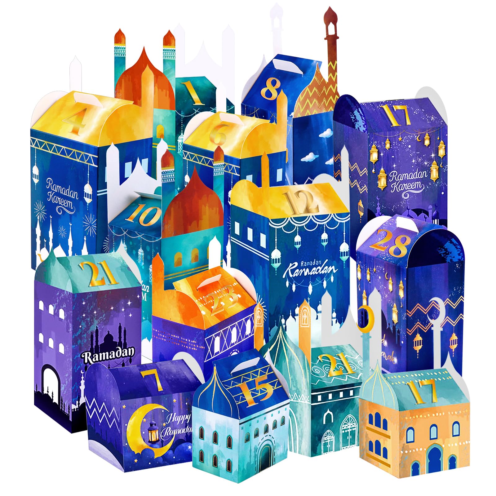 Calendario Ramadan Fai Da Te – 30 Scatoline Da Riempire Con Adesivi Numerati, Perfetto Per L'Avvento E L'Eid