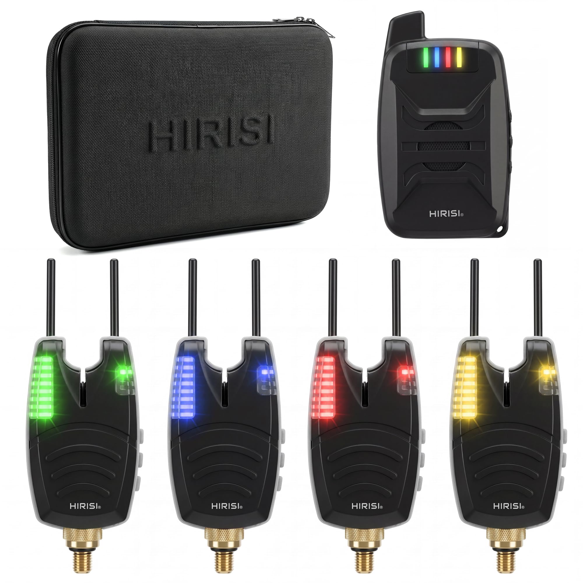 Hirisi Tackle Allarme impermeabile senza fili per pesca alla carpa, set con barra per orecchie da 200 m