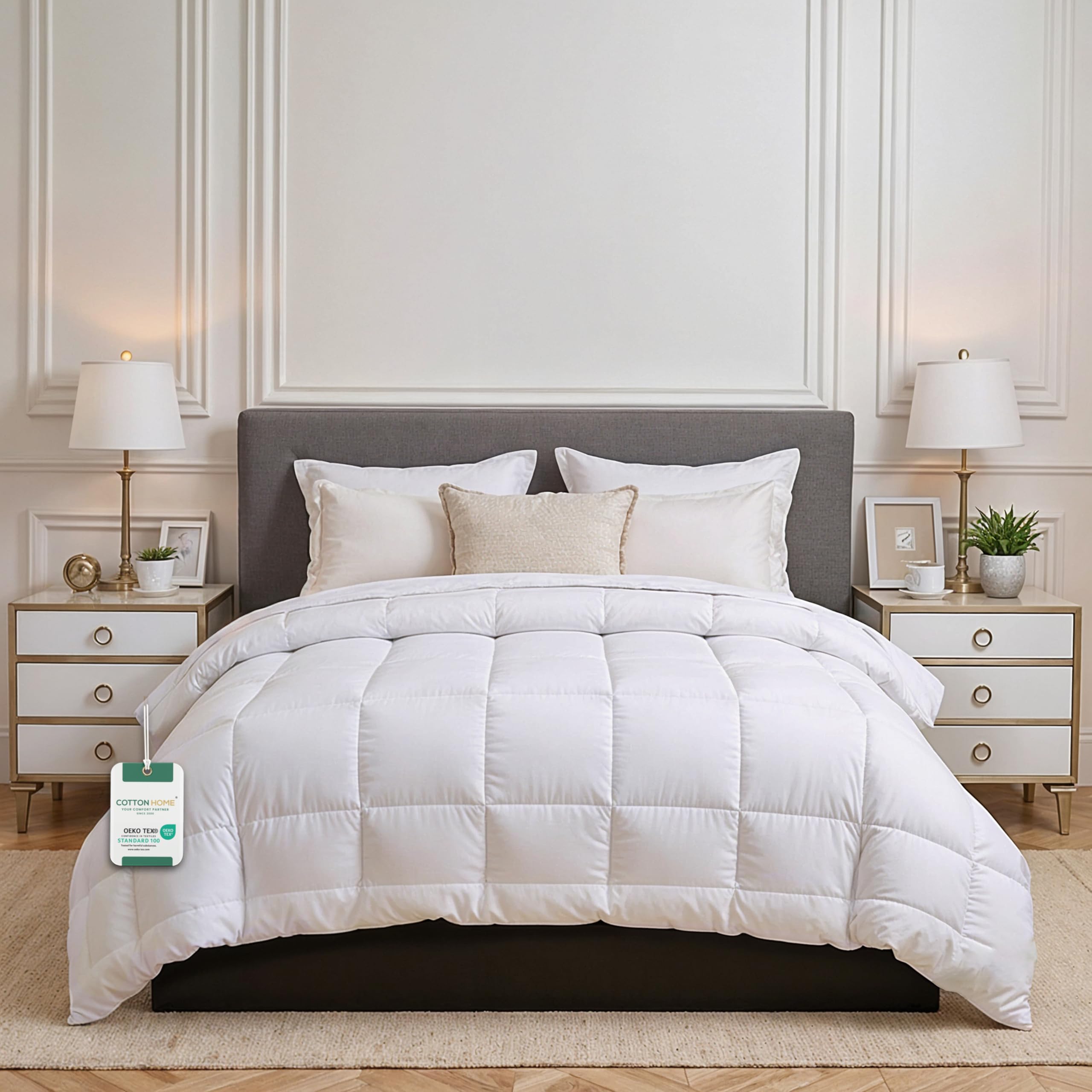 Sponsored Ad – Premium Anti Microbial Bedding Comforter Duvet Insert White Microfiber All Season Luxurious Sleeping Quilted Comforter/Duvet with Corner Tabs Box Stitched Quilting Duvet (240x260cm)